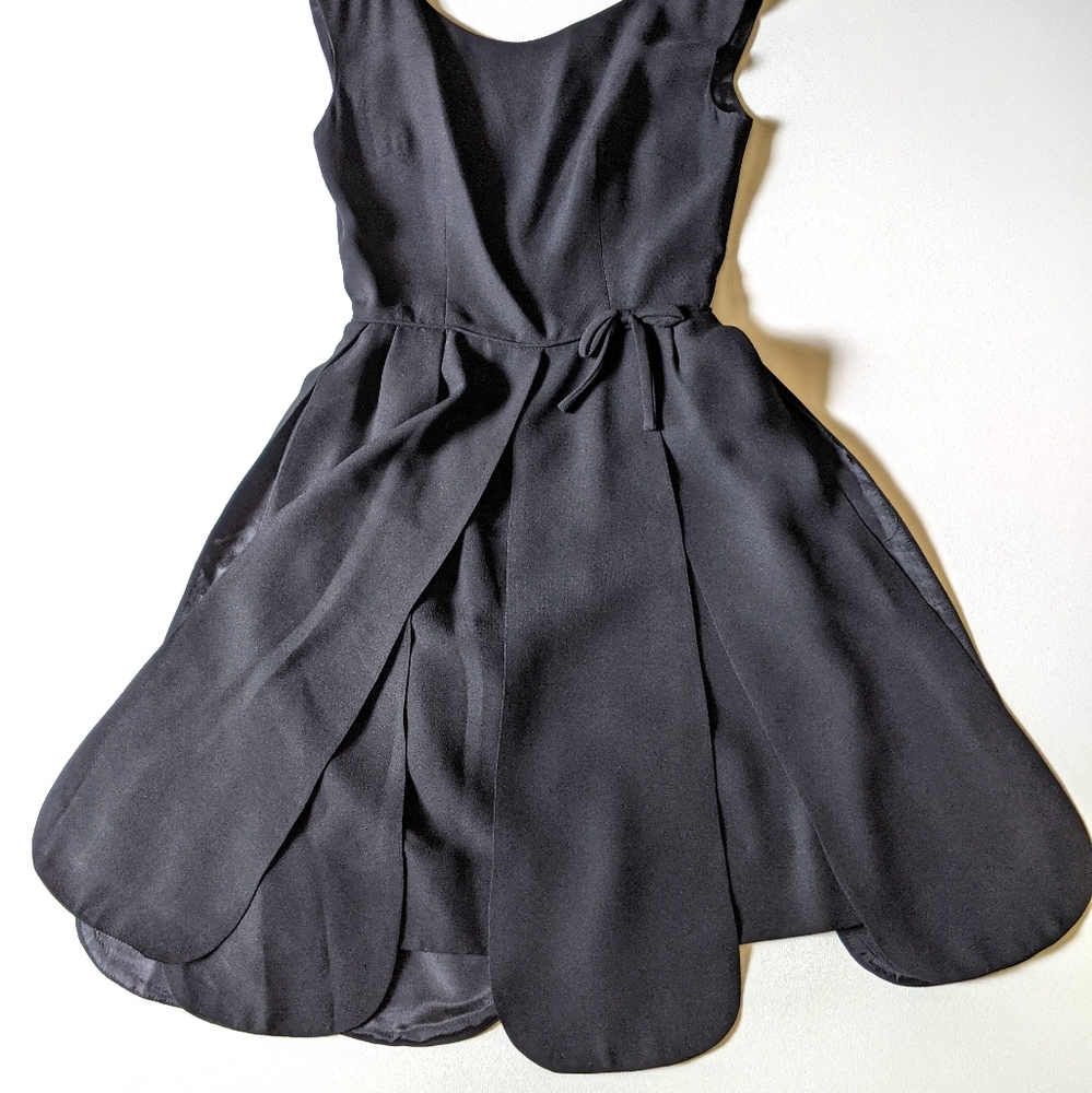 Vintage 00s Black Petal Skirt Midi Dress